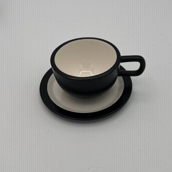 Kate Spade SATURDAY Tea Cup Saucer Set Ceramic Espresso Black Stone - Picture 5 of 8